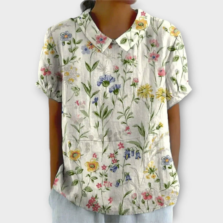Lina | Blumenbluse aus Baumwolle und Leinen