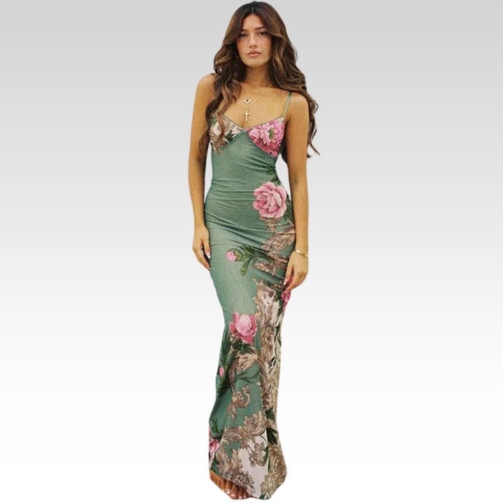 Lianna | Maxikleid mit rosa Blumenakzenten