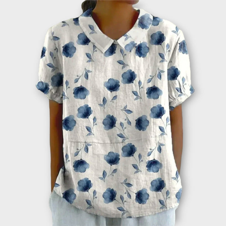 Lina | Blumenbluse aus Baumwolle und Leinen