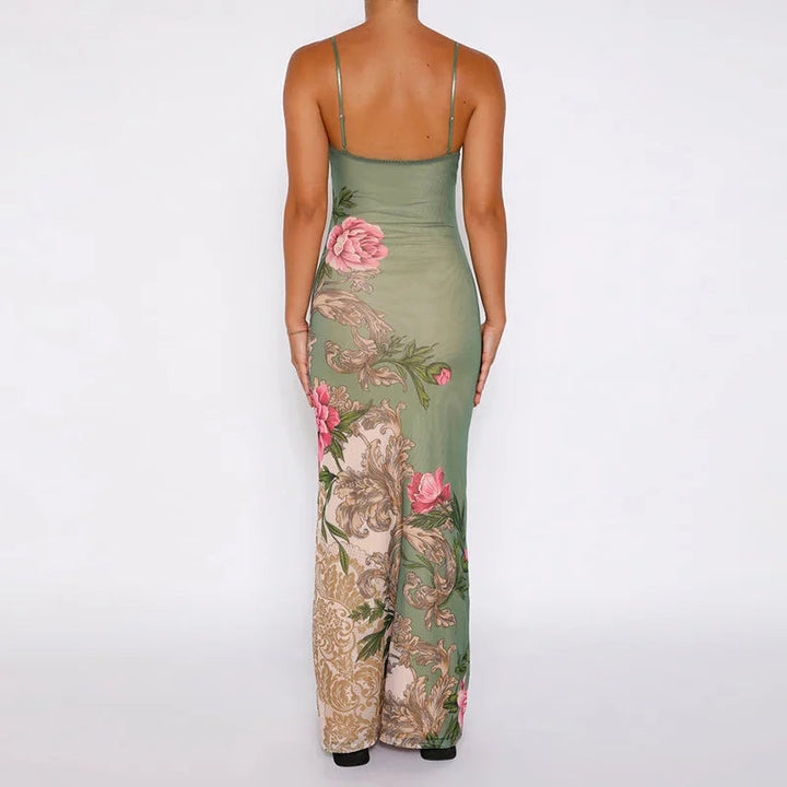 Lianna | Maxikleid mit rosa Blumenakzenten