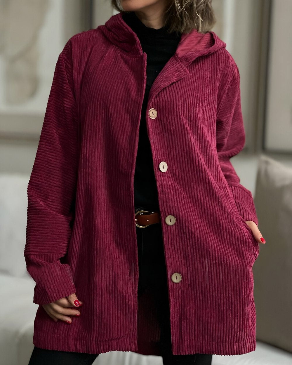 Cordia | Gemütliche Cordjacke mit Kapuze