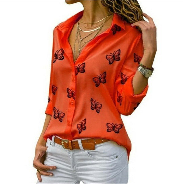 Neleia | Locker sitzende Bluse mit Schmetterlingsprint