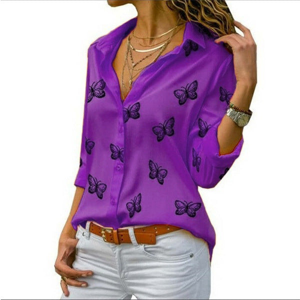 Neleia | Locker sitzende Bluse mit Schmetterlingsprint