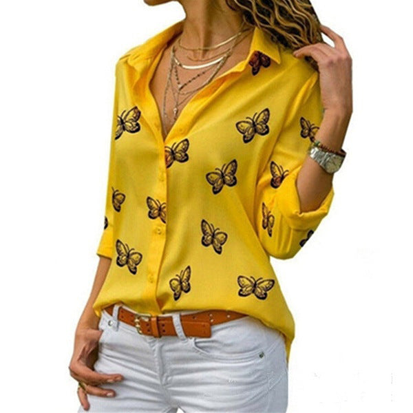 Neleia | Locker sitzende Bluse mit Schmetterlingsprint