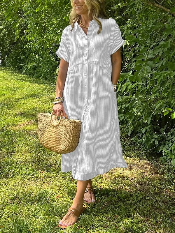 CASSIE | Elegantes gestreiftes Kleid