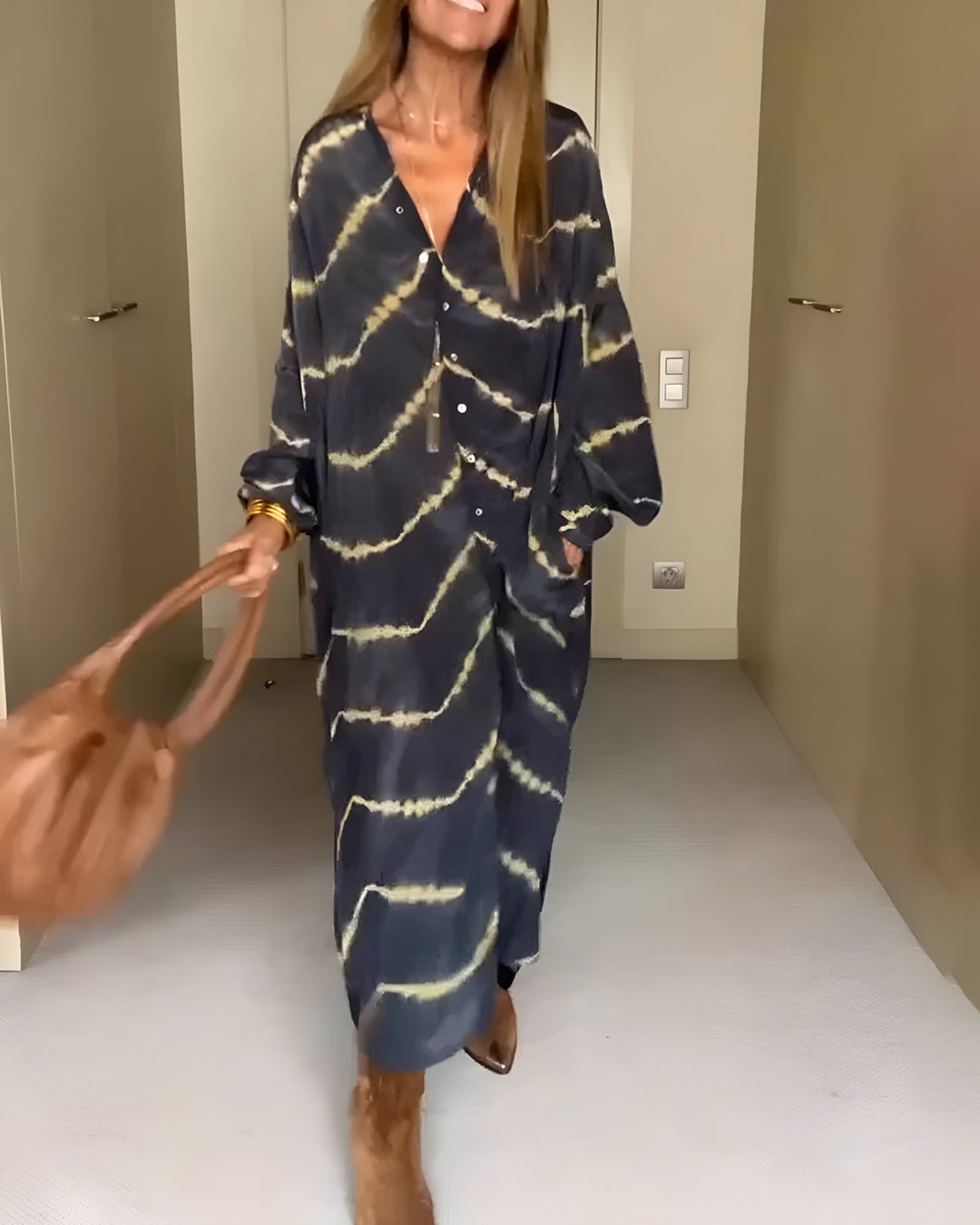 Julia | Boho-gestreiftes Maxikleid