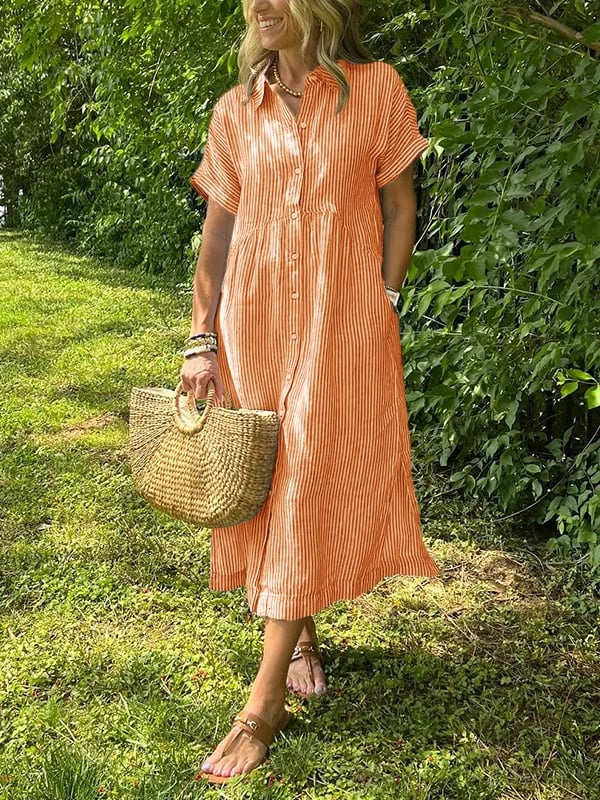 CASSIE | Elegantes gestreiftes Kleid