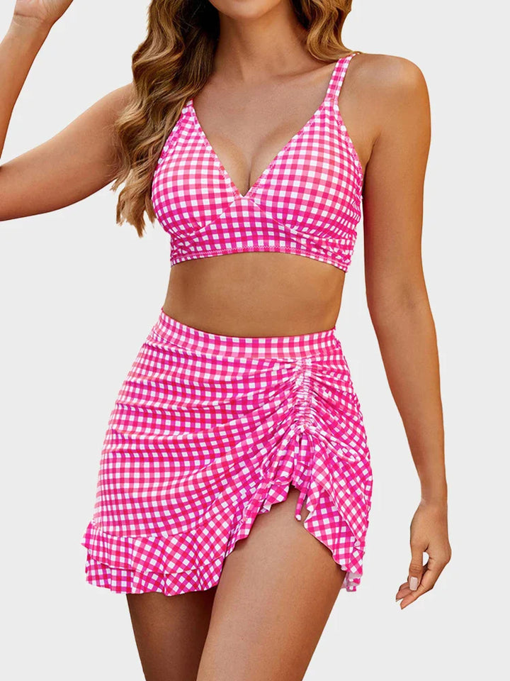 Mia | Zweiteiliges Bikini-Set für Damen mit High-Waist, Bauchkontrolle und Bade-Rock