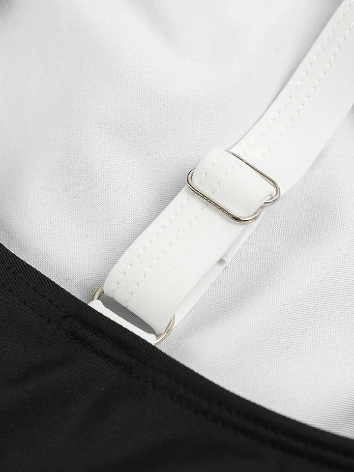 Lena | Einteiliger Badeanzug in Colorblock mit Bauchformung und Kreuzträger