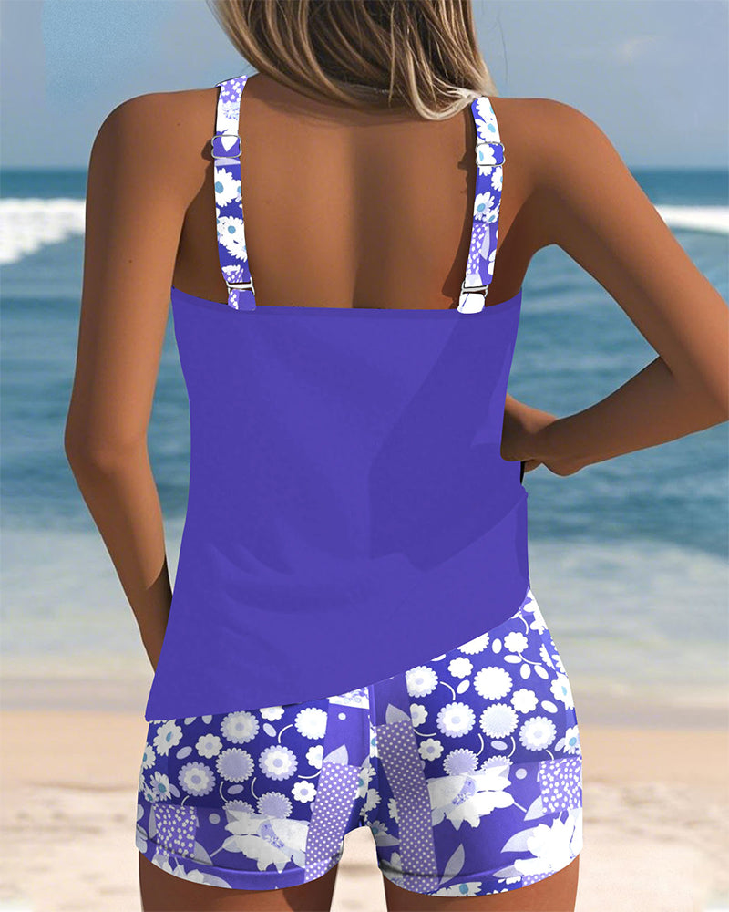 Sabrina | Zweiteiliger Badeanzug mit bequemem Sitz und blumigem Strandstil