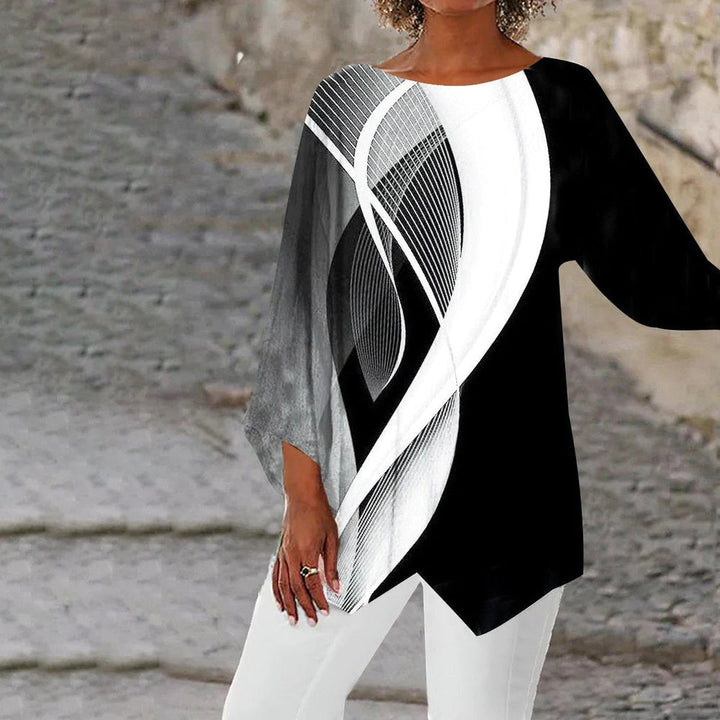 LUNA | MODERNE GEOMETRISCHE TUNIKA MIT LANGEN ÄRMELN