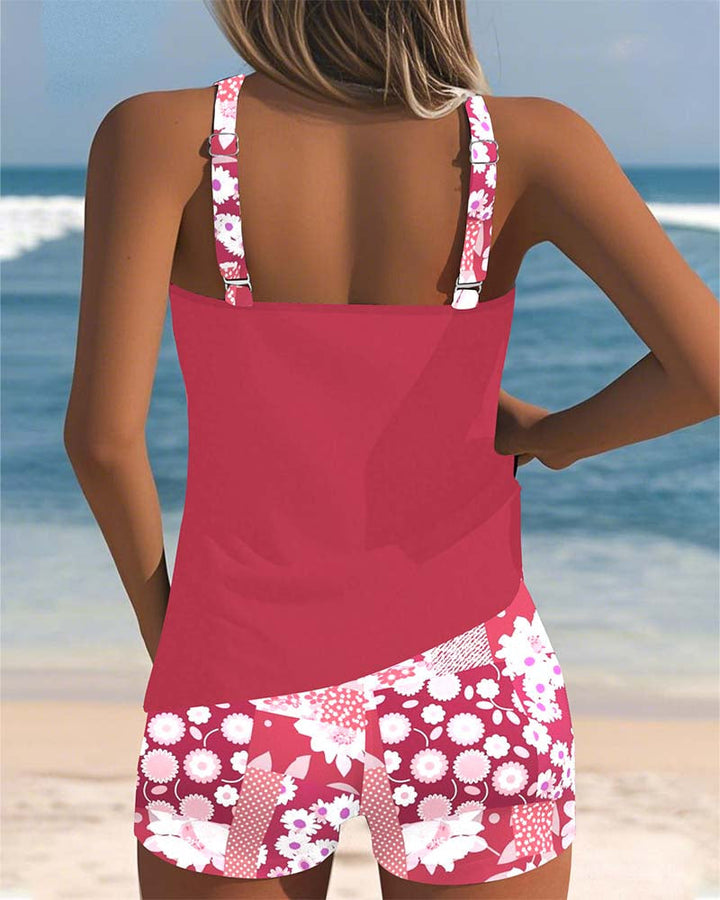 Sabrina | Zweiteiliger Badeanzug mit bequemem Sitz und blumigem Strandstil