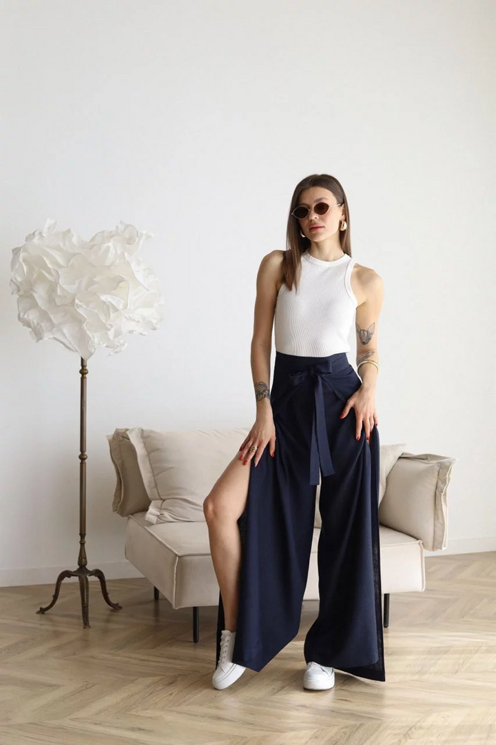 Rosetta Leinenhose mit weitem Bein
