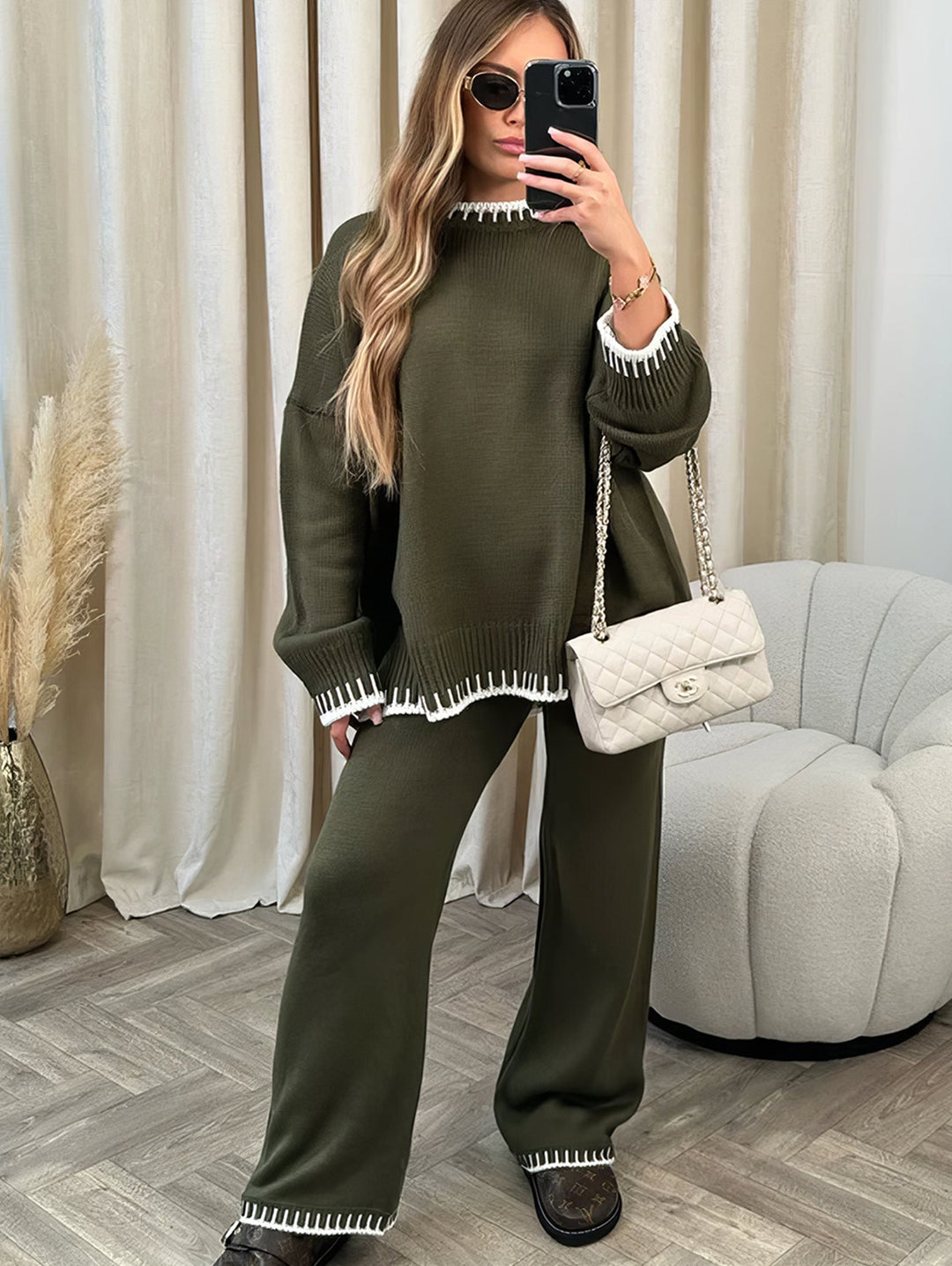 LUCY | Strick-Loungewear-Set mit kontrastierenden Details