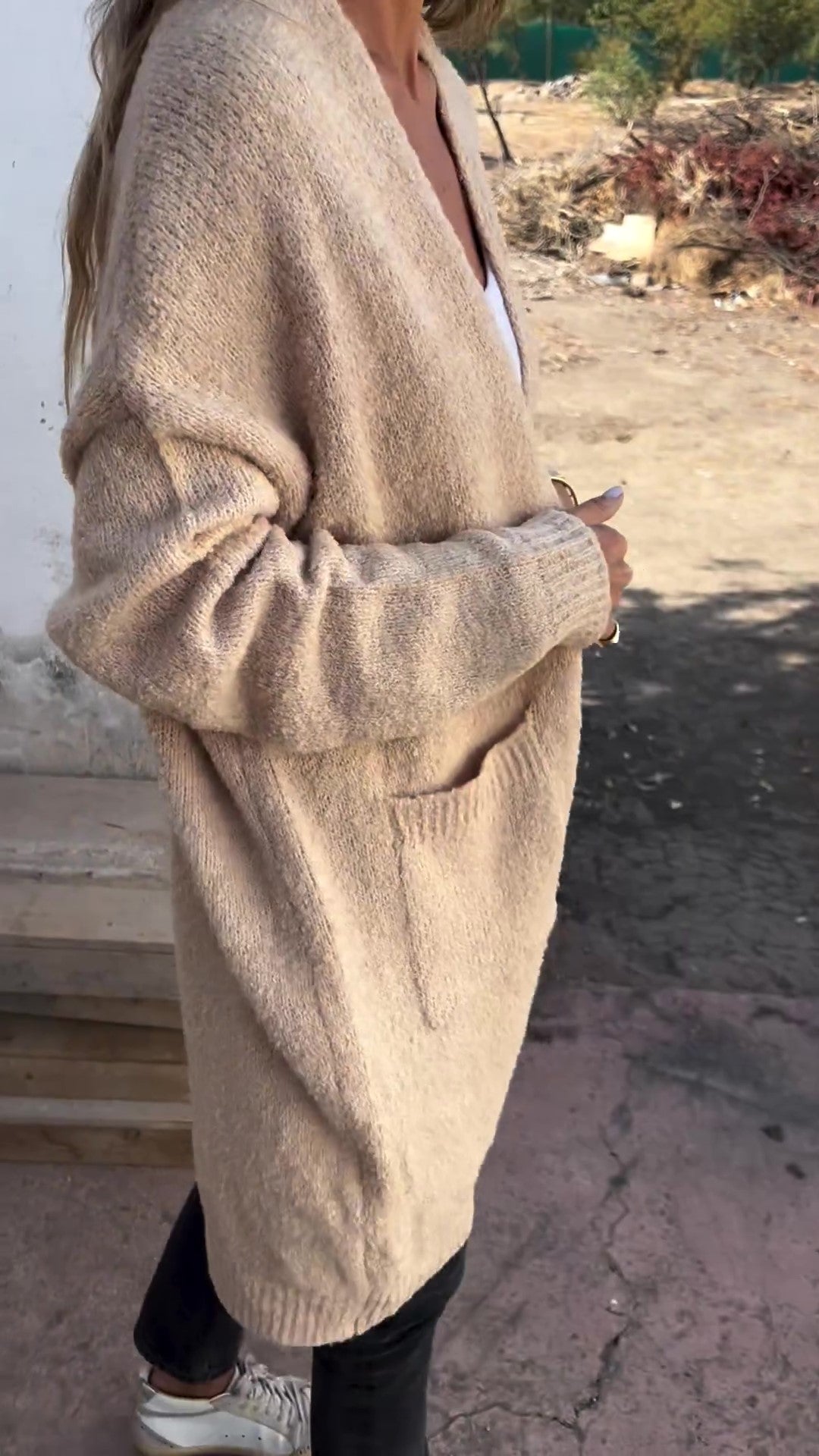 Gestrickter | übergroßer und lässiger Damenpulli mit Taschen