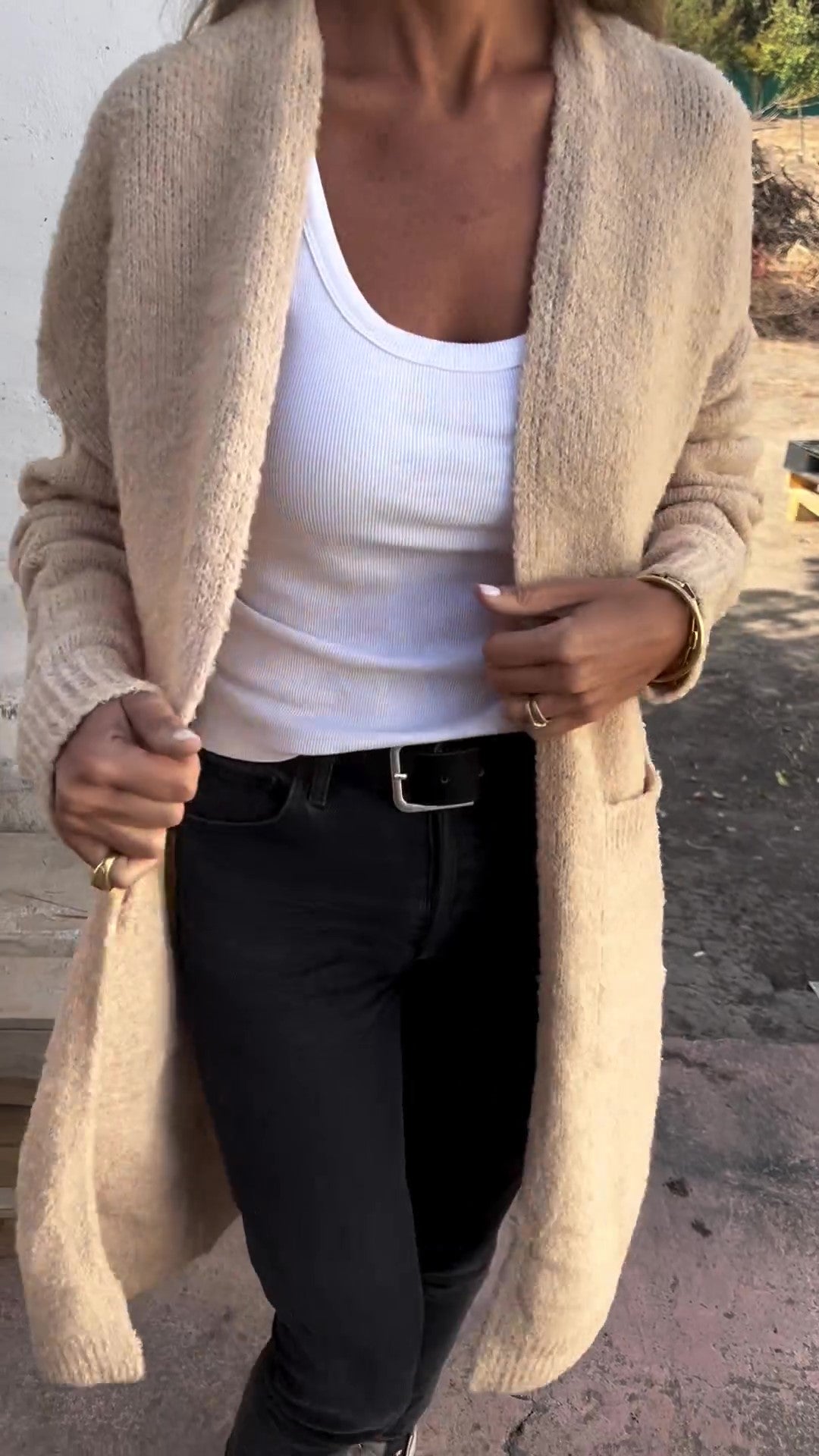 Gestrickter | übergroßer und lässiger Damenpulli mit Taschen
