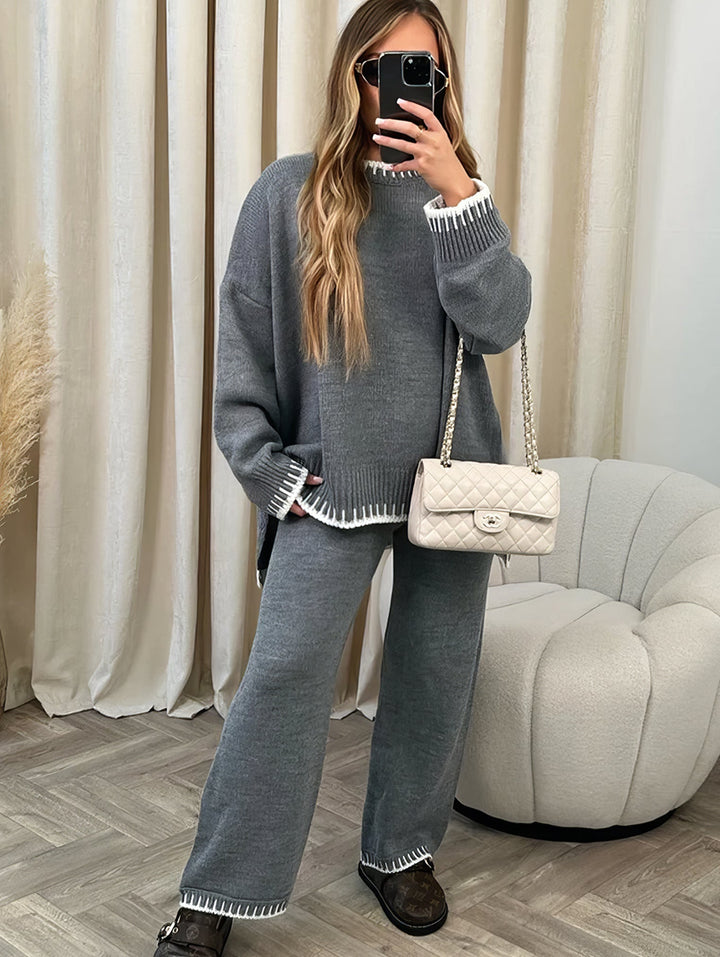 LUCY | Strick-Loungewear-Set mit kontrastierenden Details