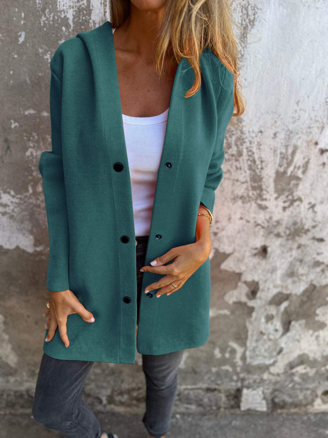 ELISA | Lässiger einreihiger Blazer mit Kapuze