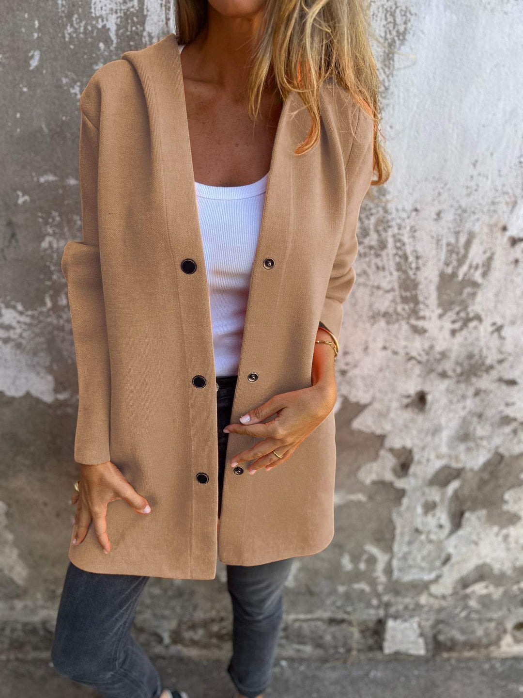 ELISA | Lässiger einreihiger Blazer mit Kapuze