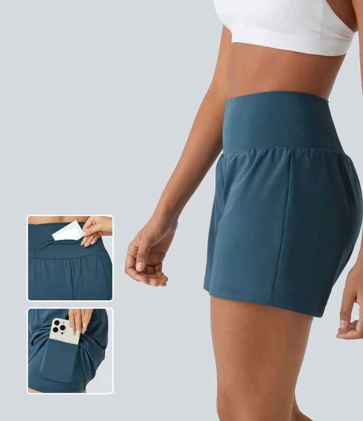 Hilara | 1-in-1 Yoga-Shorts mit hoher Taille, Gesäßtasche und Seitentasche