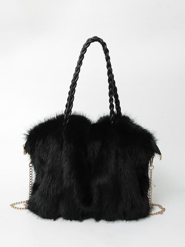 CHARLOTTE | Elegante Schultertasche aus weichem Plüsch