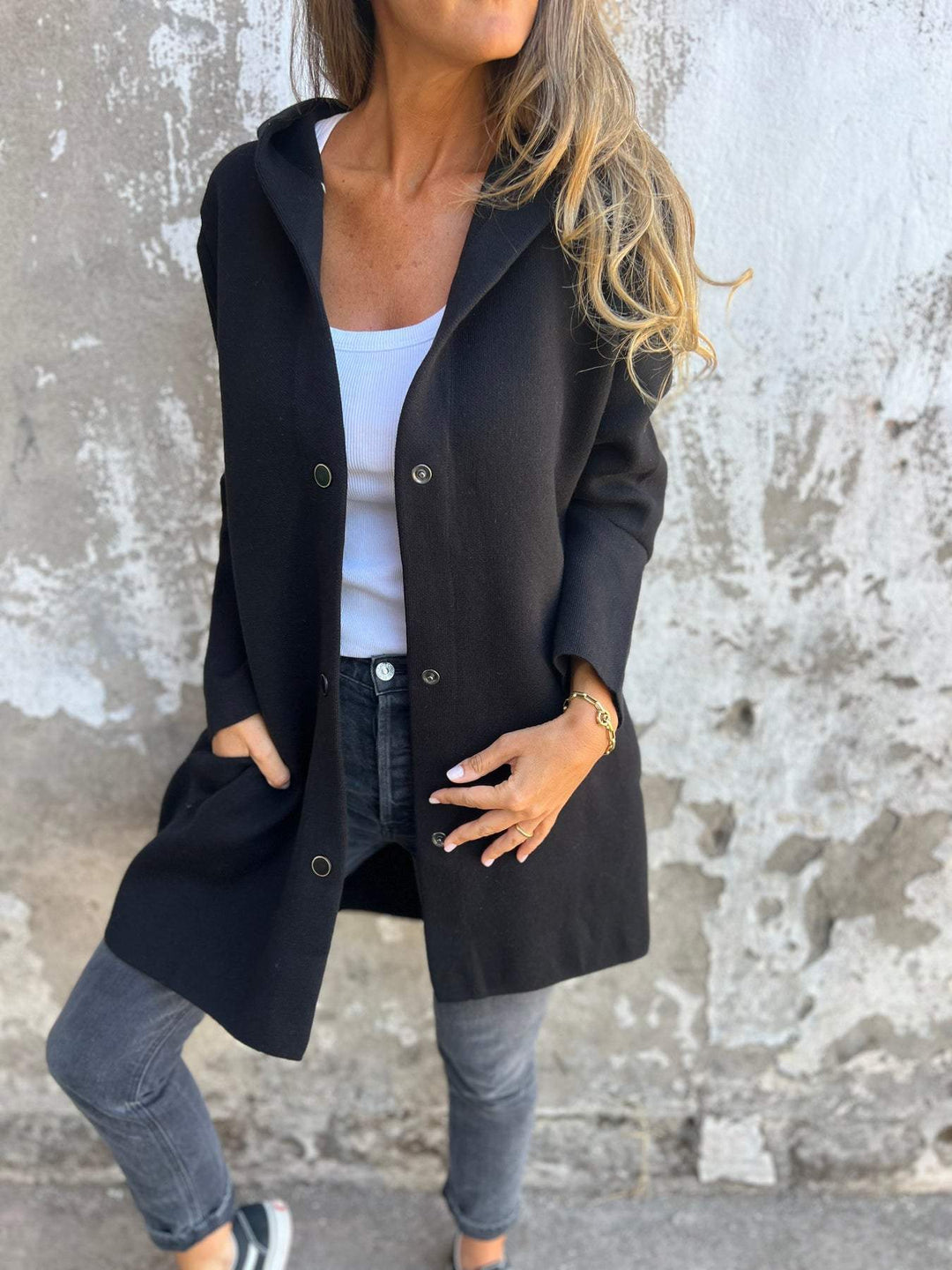 ELISA | Lässiger einreihiger Blazer mit Kapuze