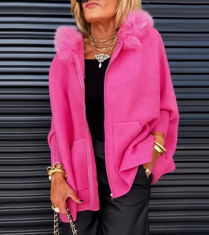 ARABELLE | Lässiger Mantel mit Kapuze & Fellkragen