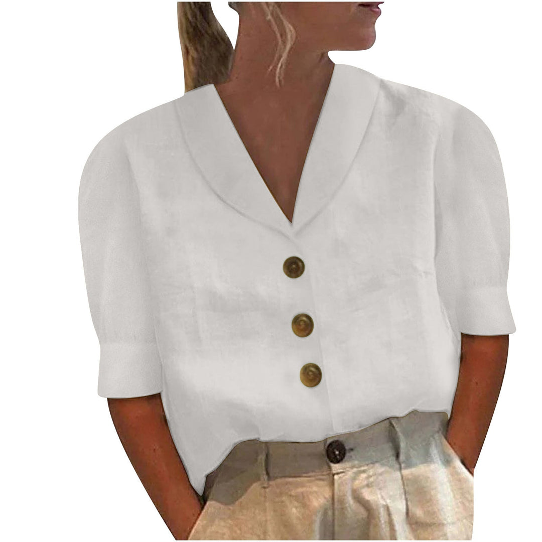 Yvonne | Retro-Chic – Bluse mit Knopfleiste und geknotetem Vorderteil