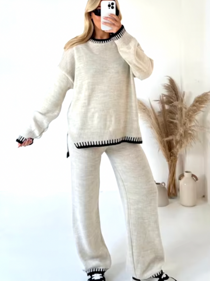 LUCY | Strick-Loungewear-Set mit kontrastierenden Details