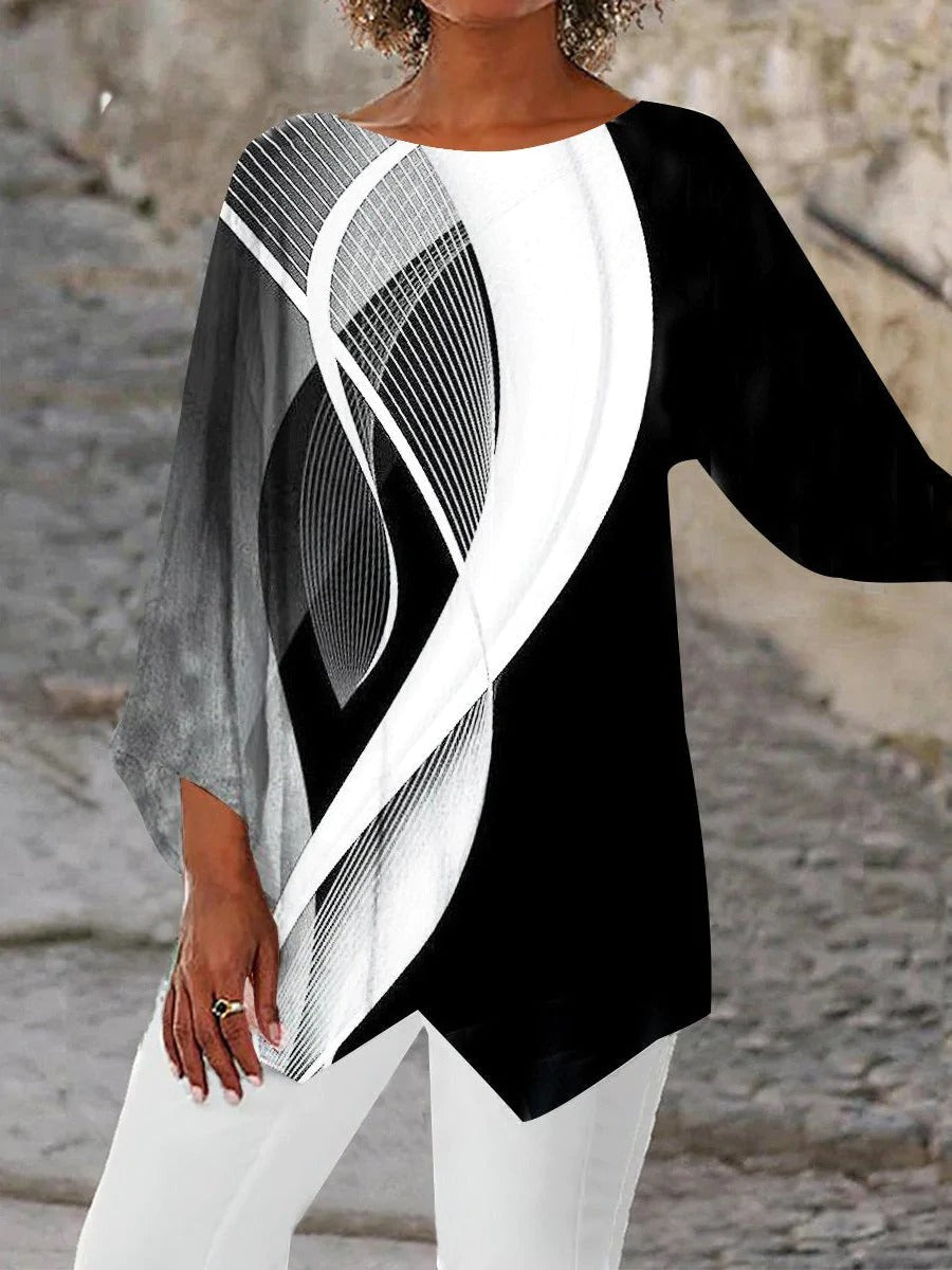 LUNA | MODERNE GEOMETRISCHE TUNIKA MIT LANGEN ÄRMELN