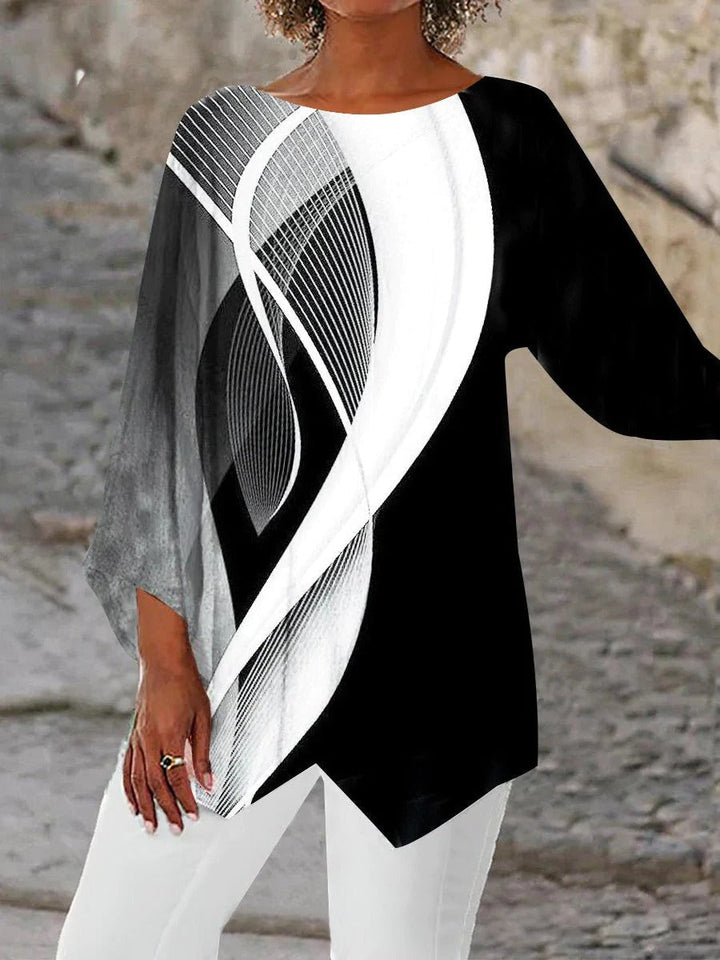 LUNA | MODERNE GEOMETRISCHE TUNIKA MIT LANGEN ÄRMELN
