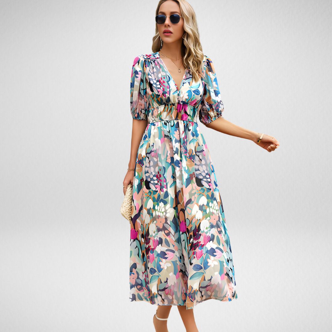 MONIA | CHARMING KLEID MIT V-AUSSCHNITT