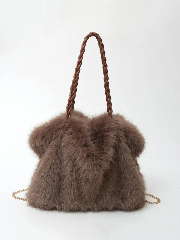 CHARLOTTE | Elegante Schultertasche aus weichem Plüsch