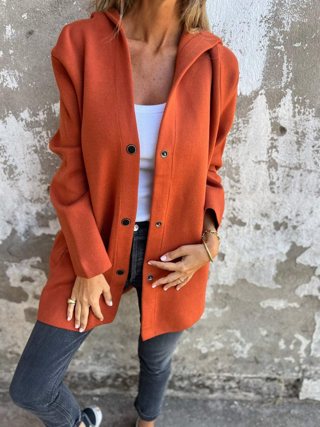 ELISA | Lässiger einreihiger Blazer mit Kapuze