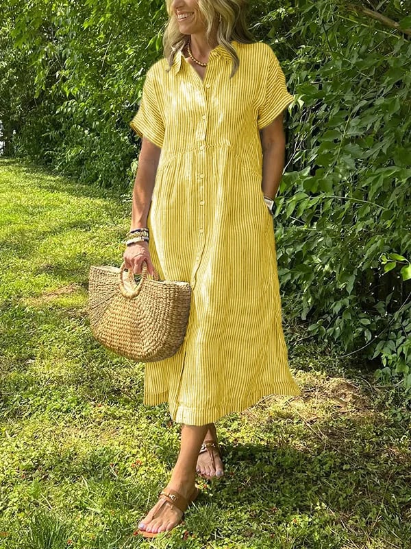 CASSIE | Elegantes gestreiftes Kleid