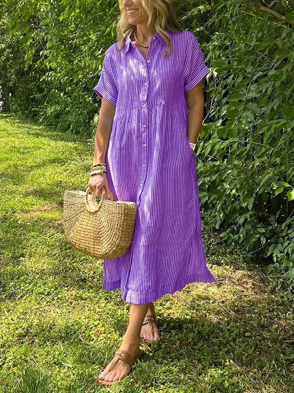 CASSIE | Elegantes gestreiftes Kleid