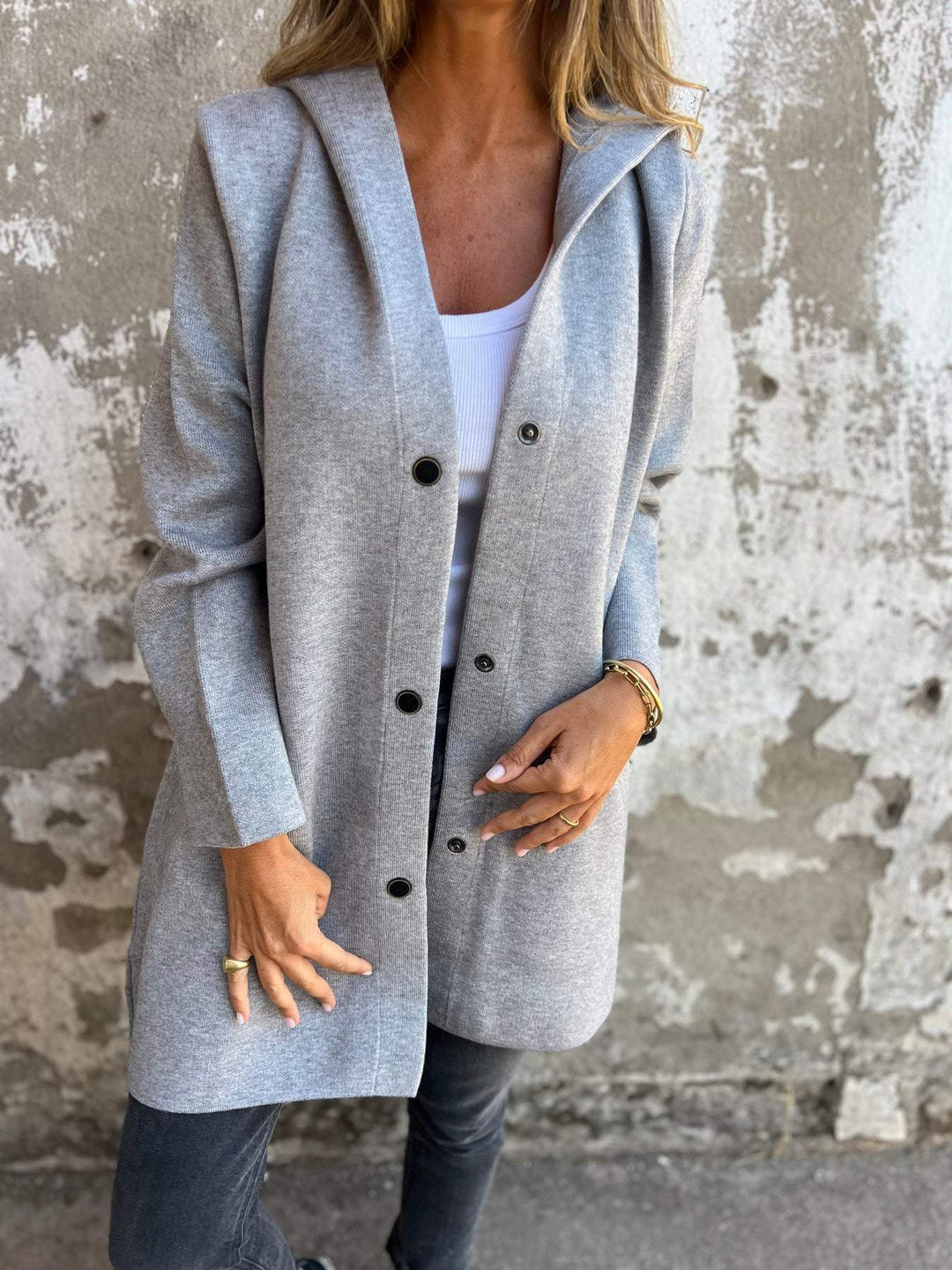 ELISA | Lässiger einreihiger Blazer mit Kapuze