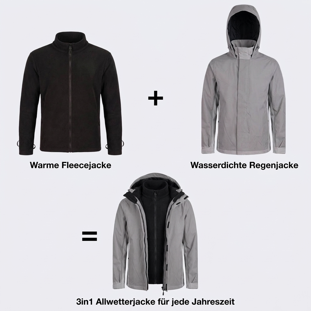 3in1 Smart Jacket Pro - Zertifizierte Schutzjacke, 100% reflektierend mit Fleece Zipp-In