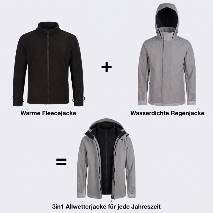 3in1 Smart Jacket Pro - Zertifizierte Schutzjacke, 100% reflektierend mit Fleece Zipp-In – Herren