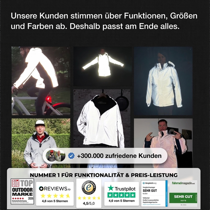 3in1 Smart Jacket Pro - Zertifizierte Schutzjacke, 100% reflektierend mit Fleece Zipp-In