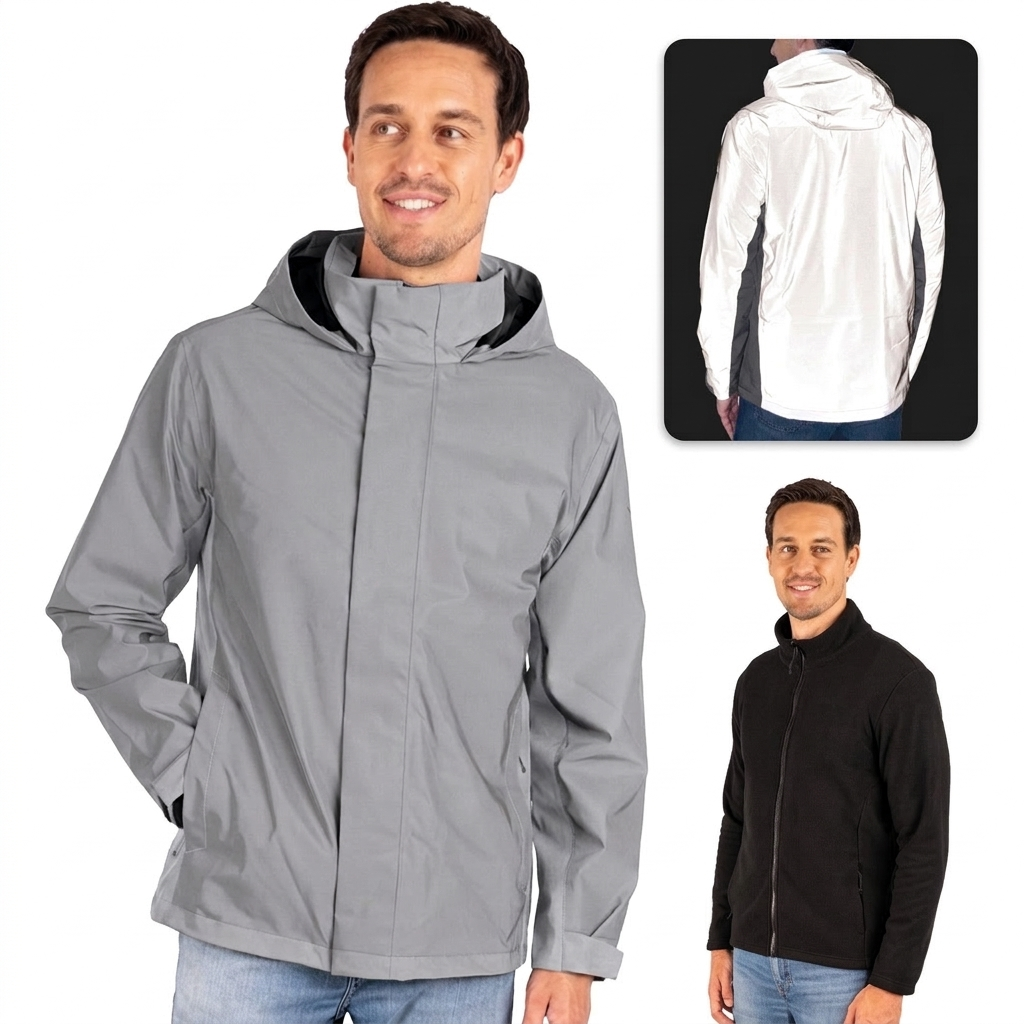 3in1 Smart Jacket Pro - Zertifizierte Schutzjacke, 100% reflektierend mit Fleece Zipp-In – Herren