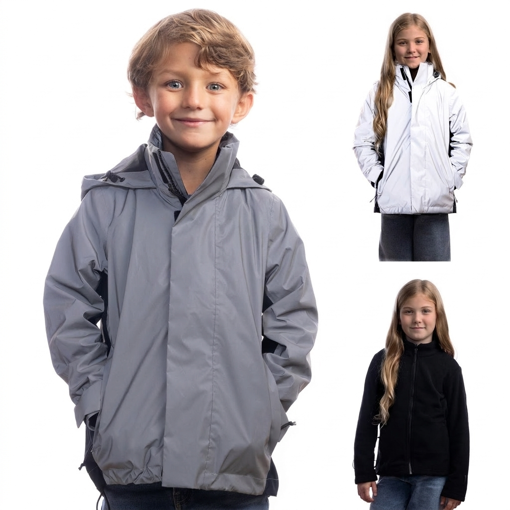 3in1 Smart Jacket – Reflektierende Jacke mit Fleece Zipp-In – Kinder