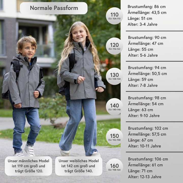 3in1 Smart Jacket – Reflektierende Jacke mit Fleece Zipp-In – Kinder