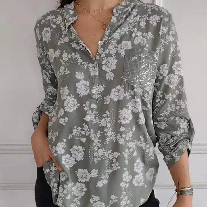 Friedlinde | Langärmelige Blumenbluse
