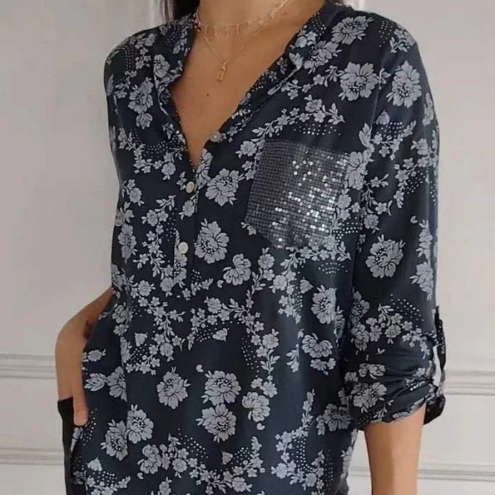 Friedlinde | Langärmelige Blumenbluse