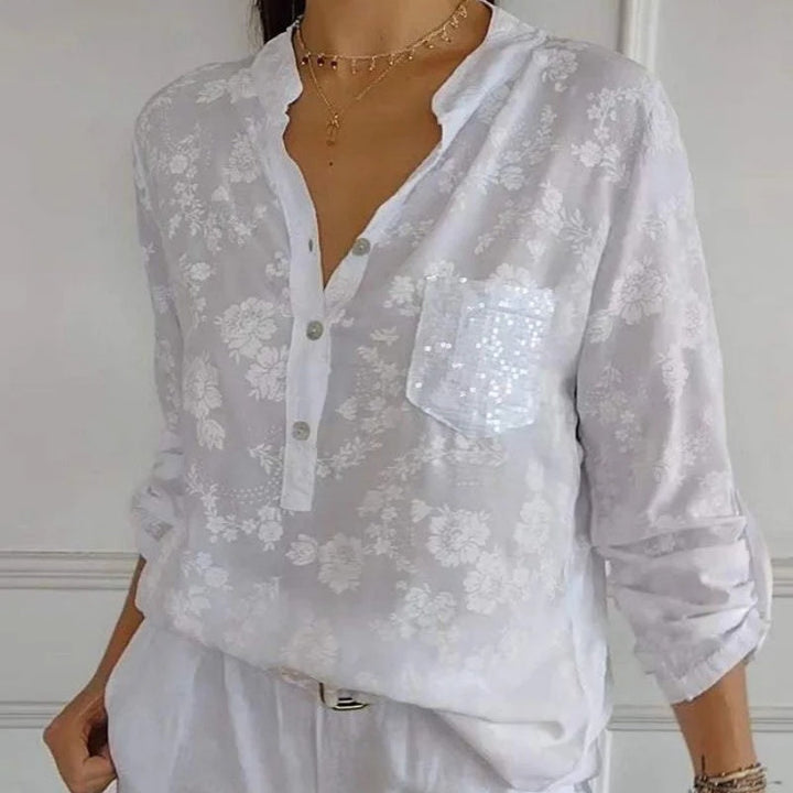 Friedlinde | Langärmelige Blumenbluse
