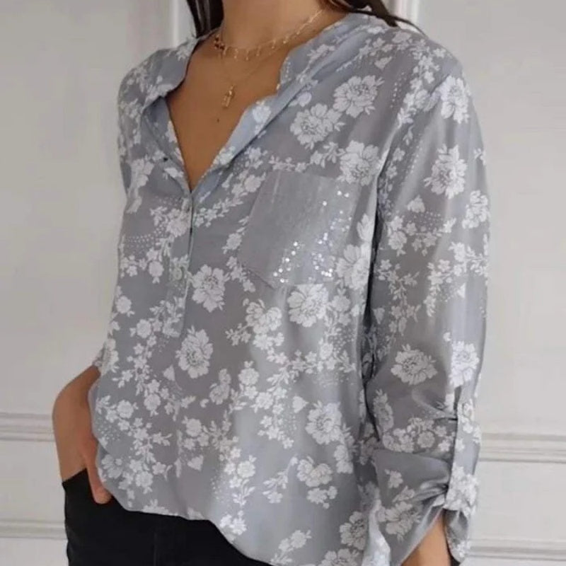 Friedlinde | Langärmelige Blumenbluse