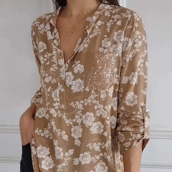 Friedlinde | Langärmelige Blumenbluse
