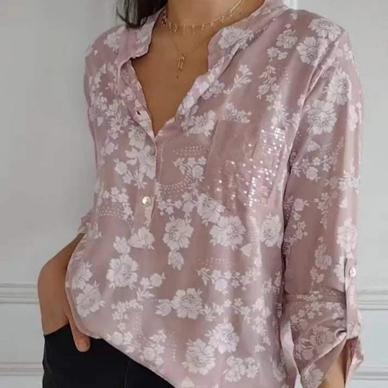 Friedlinde | Langärmelige Blumenbluse