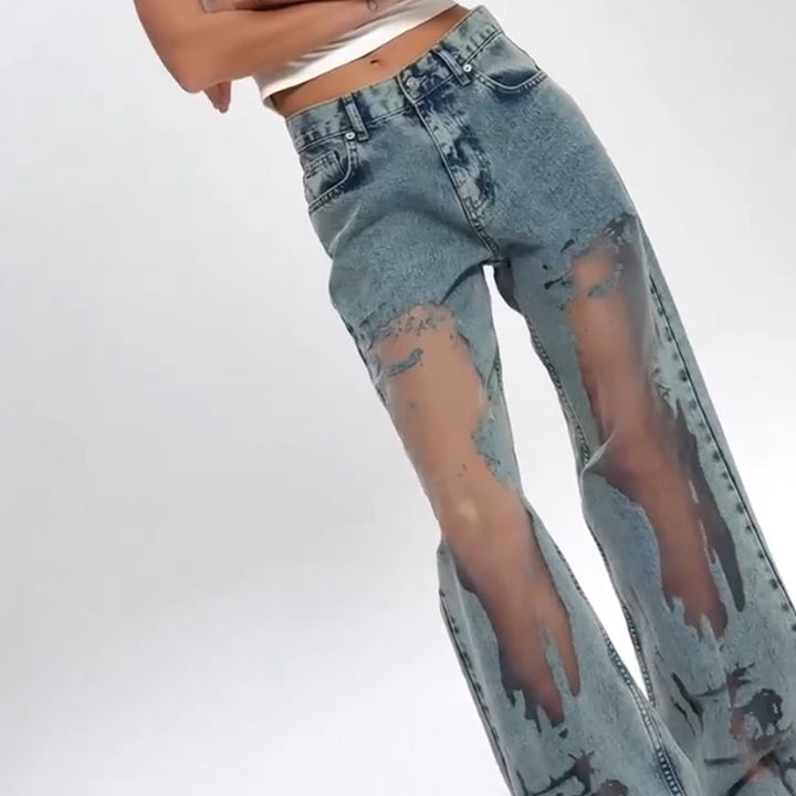 STELLA | JEANS MIT VINTAGE MESH PATCHWORK PRINT